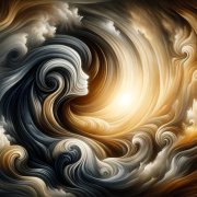 An abstract image that represents contemplation and resilience during challenging times, transformed into black and white with a sepia tone to add a c copy