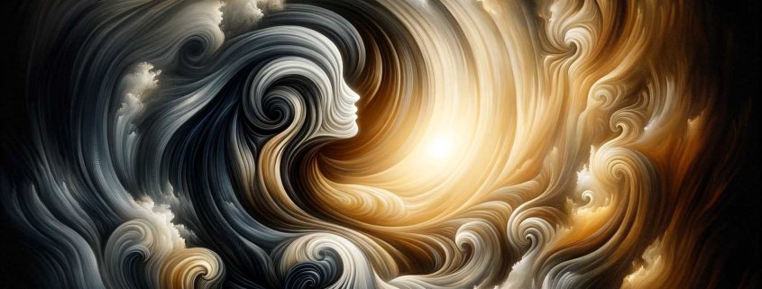 An abstract image that represents contemplation and resilience during challenging times, transformed into black and white with a sepia tone to add a c copy